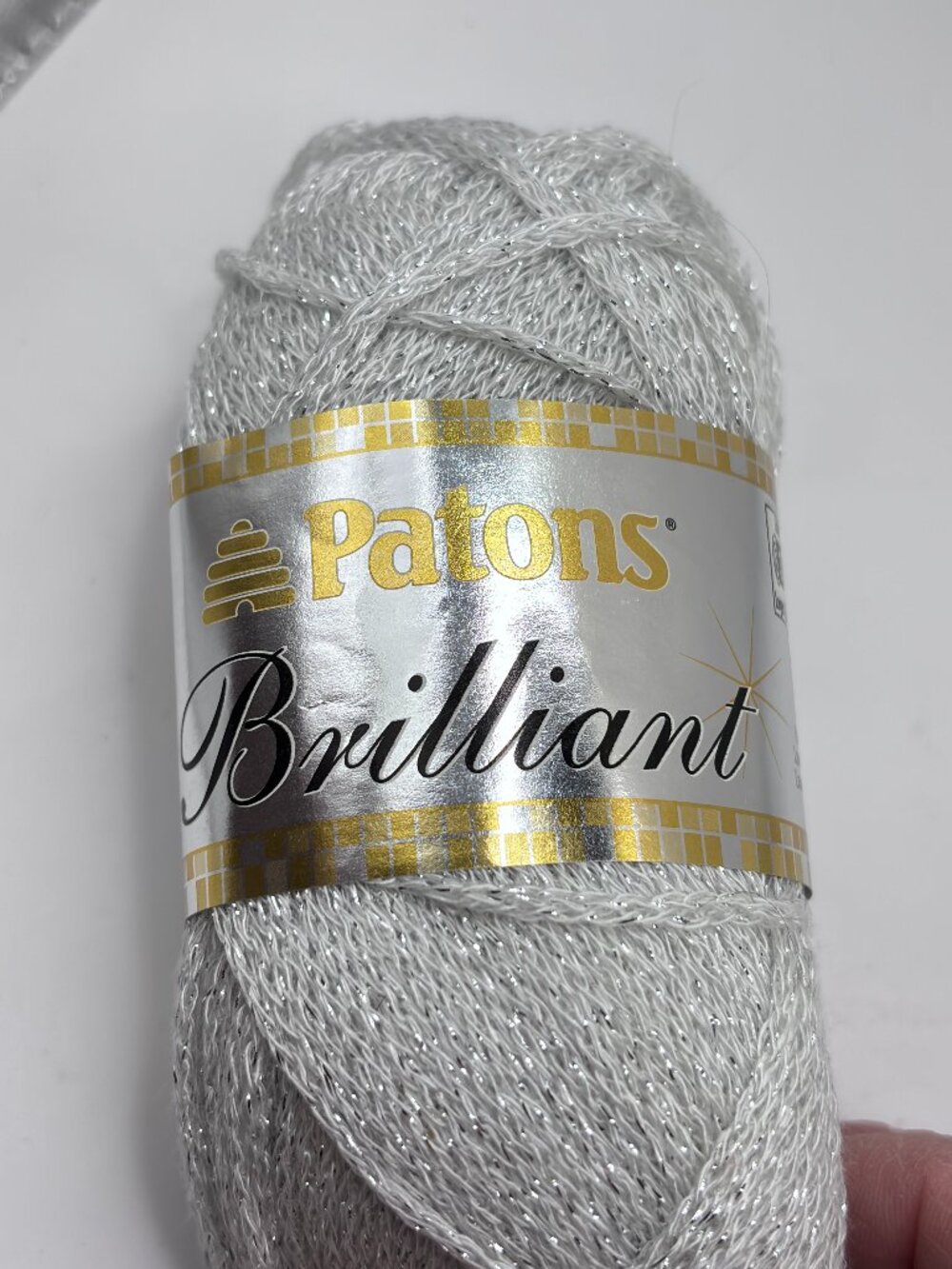 Vintage 1 Skein Patons Brilliant Yarn White Twinkle LOT 03005 1.75 oz